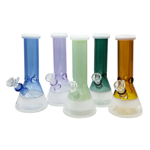 8" Mini Beaker Bong With Ice Catcher Assorted Colors